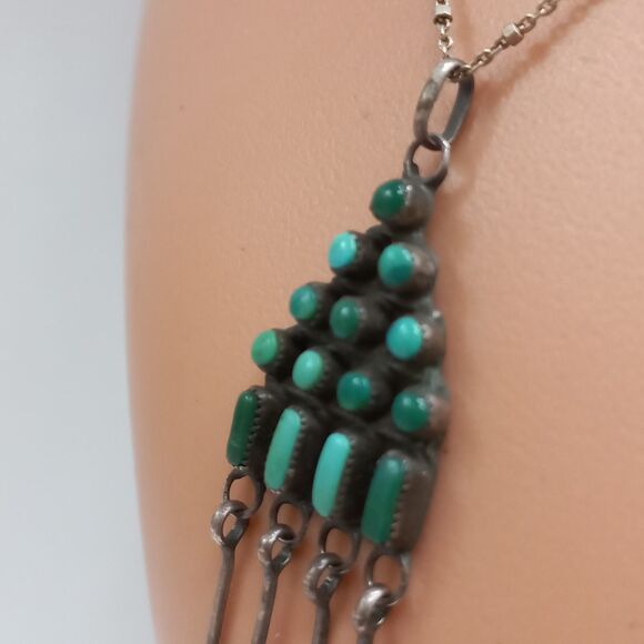 Zuni hand made pendant turquoise sterling - Picture 5 of 10